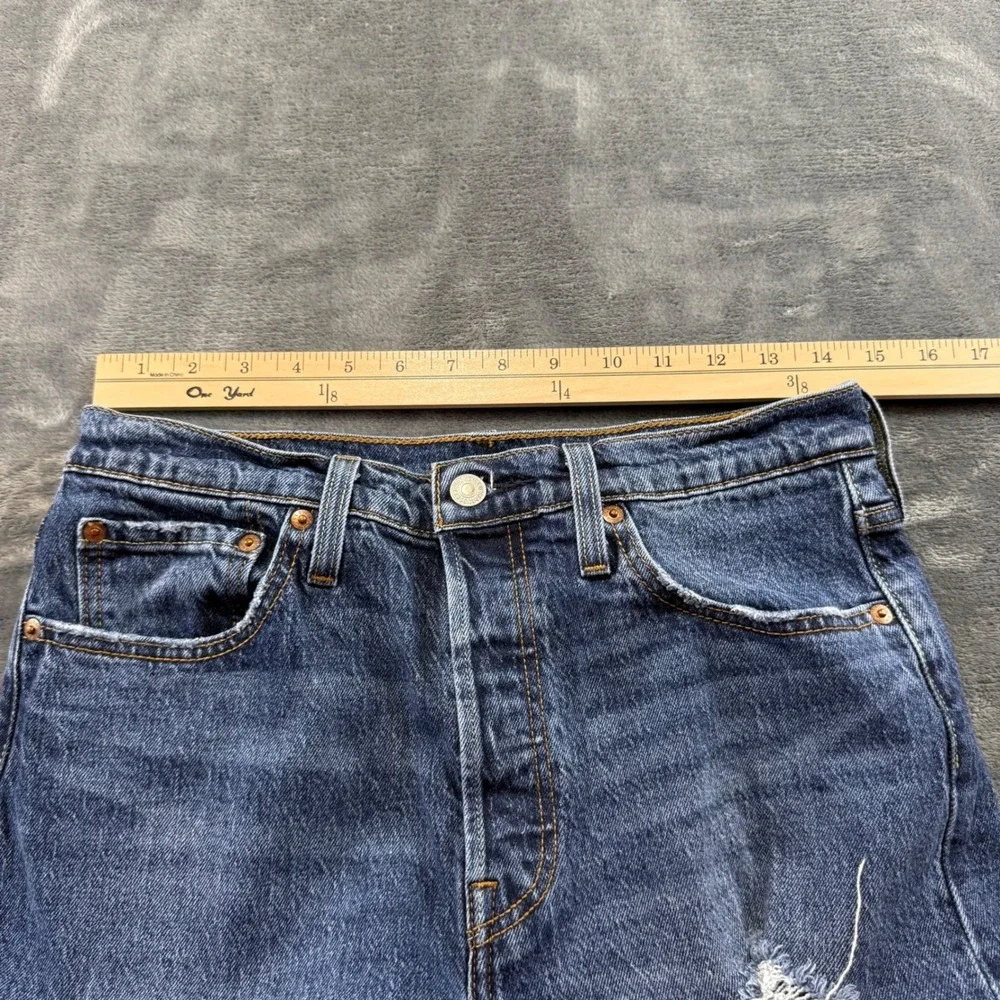 Levis 501 S‎ Skinny Mens Blue Distressed Button Fly Jeans W29 L32 29502-0242